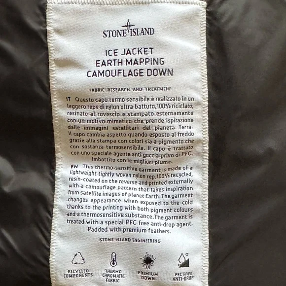Stone Island FW24 Earth Mapping Camo Ice Jacket - Thermo-Reactive Puffer M - Picture 10 of 15